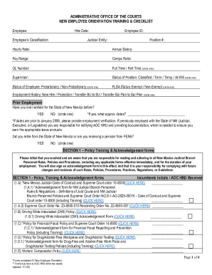 New Employee Orientation Training Checklist