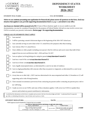 Dependency Status Worksheet 2026-2027