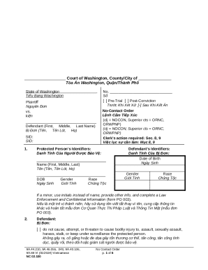 Washington No-Contact Order Form