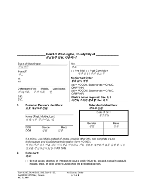 Washington State No-Contact Order Form