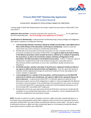 Primary REALTOR® Membership Application