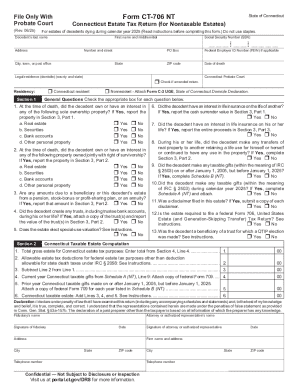 Connecticut Estate Tax Return for Nontaxable Estates