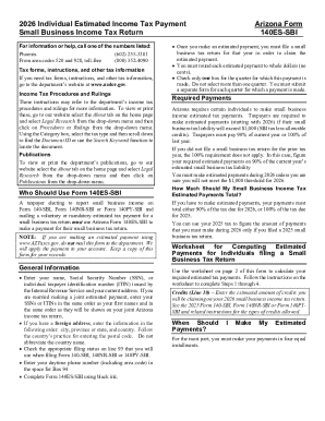 Arizona Small Business Income Tax Estimated Payment Form