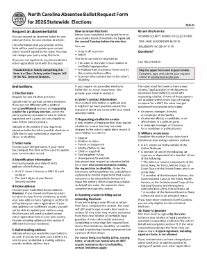 North Carolina Absentee Ballot Request Form