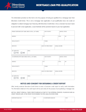 Mortgage Loan Pre-Qualification Form