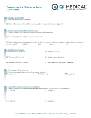 Corrective Action Preventive Action Form