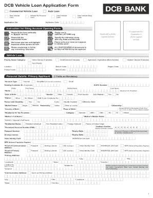 DCB Vehicle Loan Application Form