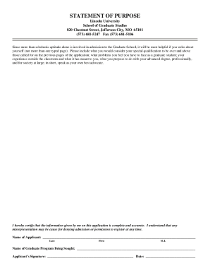 Graduate School Statement of Purpose