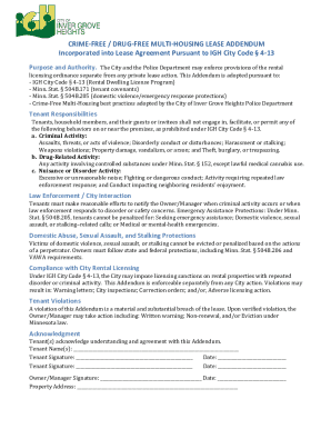 Crime-Free Multi-Housing Lease Addendum