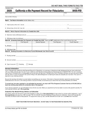 2025 California e-file Payment Record for Fiduciaries