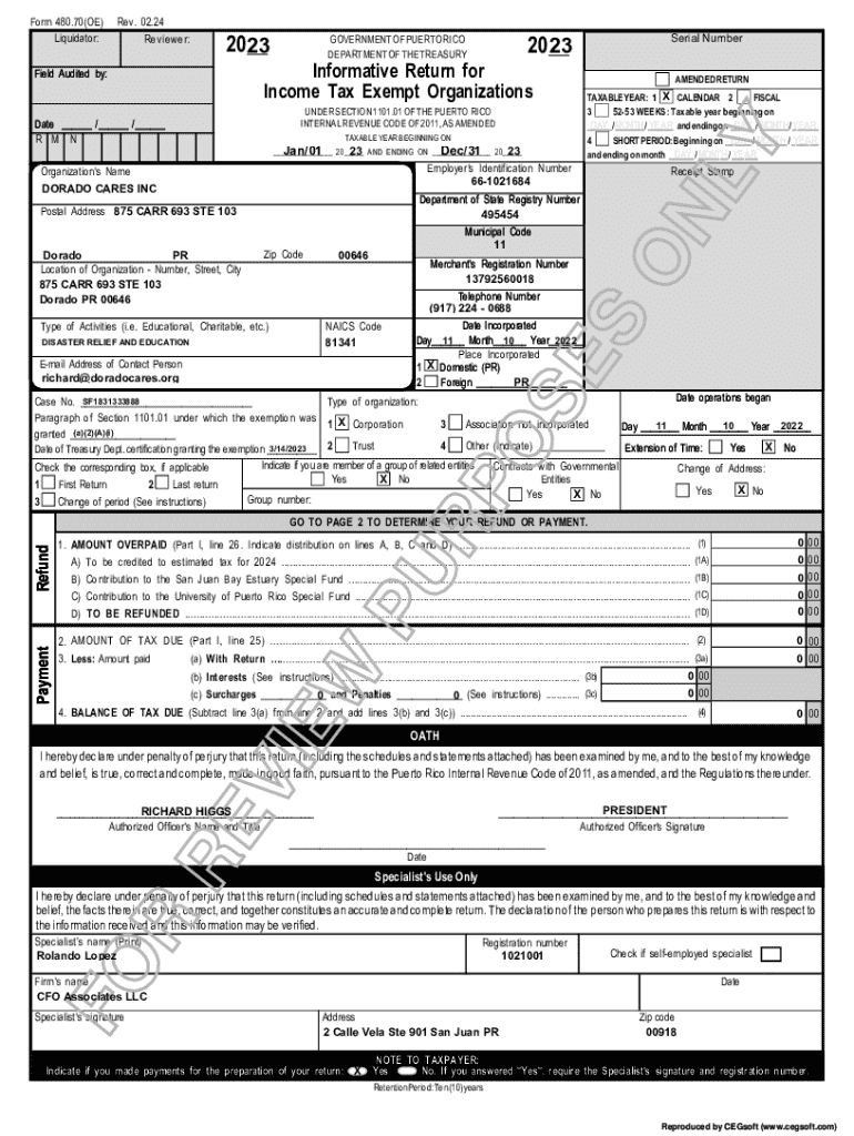 Puerto Rico Form 480.70(OE) Tax Return - Blank Fillable Template | Fill ...