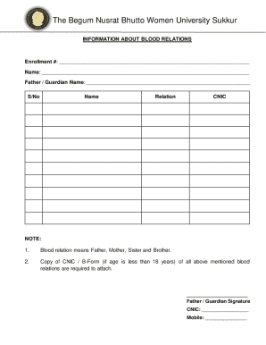 Blood Relation Information Form