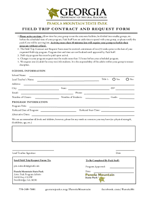 Field Trip Contract and Request Form