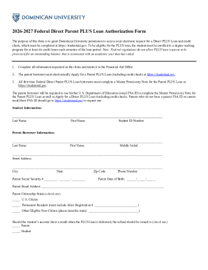 Federal Direct Parent PLUS Loan Authorization Form