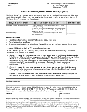 Advance Beneficiary Notice of Non-coverage (ABN)