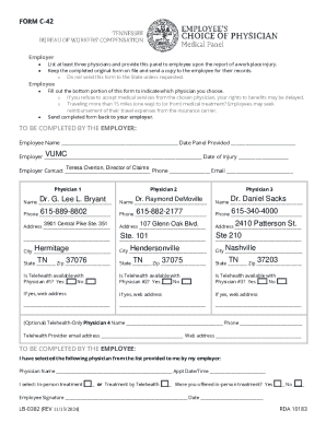 Workplace Injury Physician Panel Form