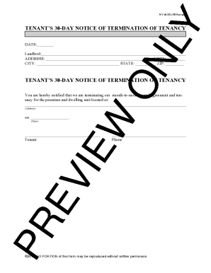 Nevada Tenant 30-Day Notice of Termination