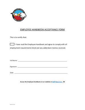 Employee Handbook Acceptance Form