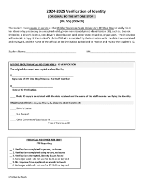 2024-2025 Verification of Identity Form