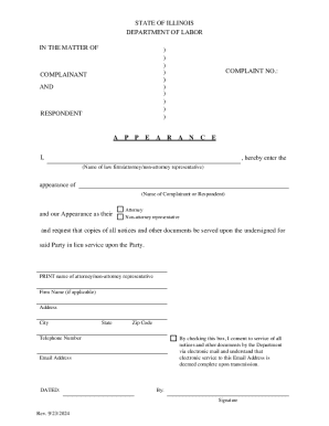 Illinois Labor Department Appearance Form