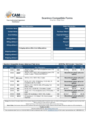 Scantron Compatible Order Form