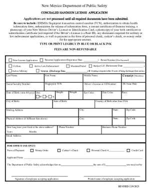 New Mexico Concealed Handgun Carry Act Application