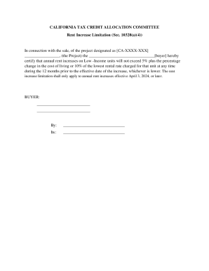 California Rent Increase Limitation Certification