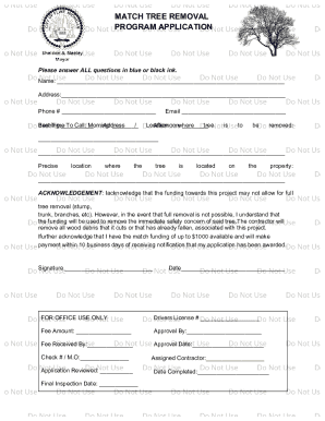 Tree Removal Program Application