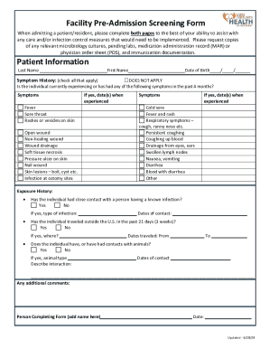 Facility Pre-Admission Screening Form