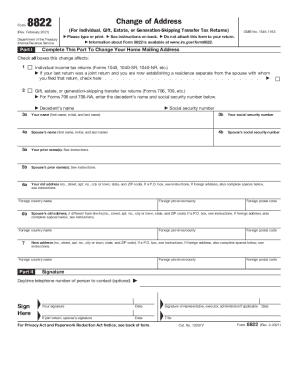 IRS Form 8822 Change of Address