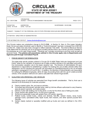 New Jersey Vehicle Fringe Benefit Reporting