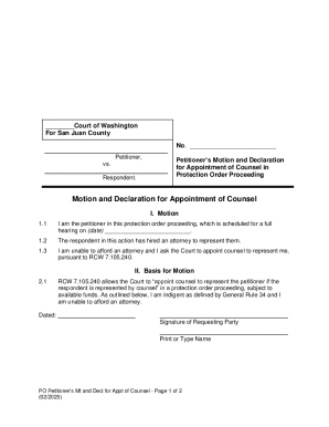 Petitioner's Motion and Declaration for Appointment of Counsel