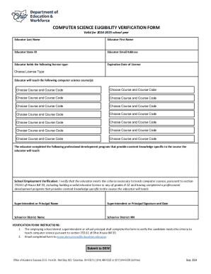 Ohio Computer Science Eligibility Verification Form