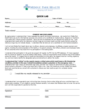 Quick Lab Order Form