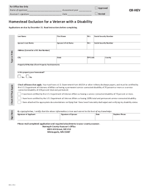 Homestead Exclusion for Disabled Veterans