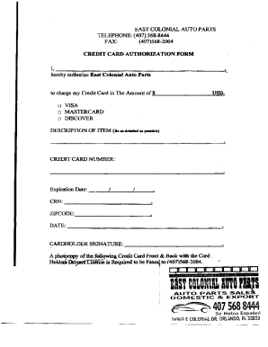 Credit Card Authorization Form