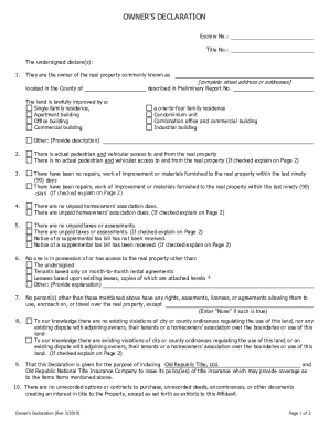 Owner's Declaration for Title Insurance