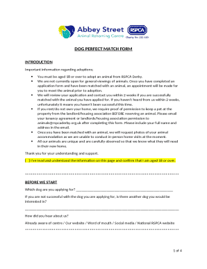 RSPCA Dog Adoption Application Form