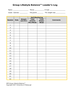 Group Lifestyle Balance Leader's Log