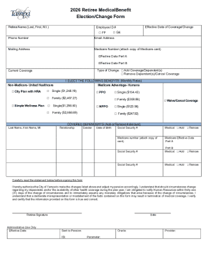 Retiree Medical Benefit Election/Change Form