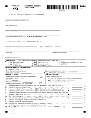 Maryland Fiduciary Income Tax Return Form 504