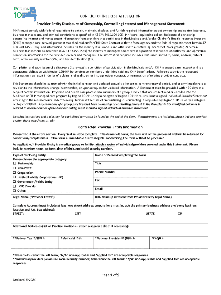 Conflict of Interest Attestation Form - Fill Online, Printable ...