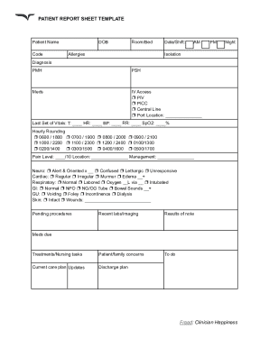 Patient Report Sheet Template