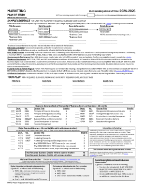 University of Connecticut Marketing Major Plan of Study