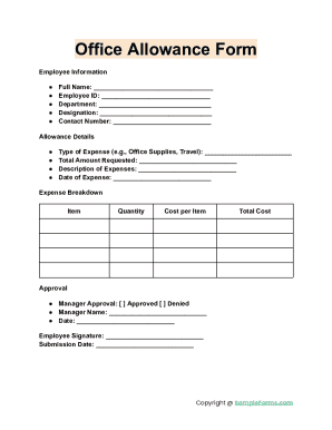 Office Allowance Form