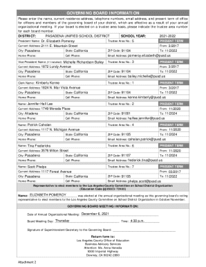 School District Governing Board Information Form
