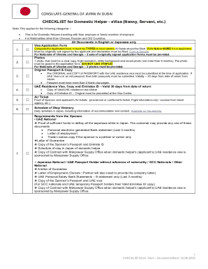 Japan eVisa Checklist for Domestic Helpers