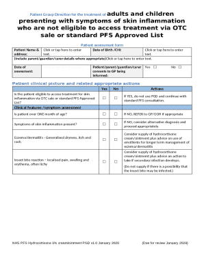 NHS Patient Group Direction for Skin Inflammation Treatment