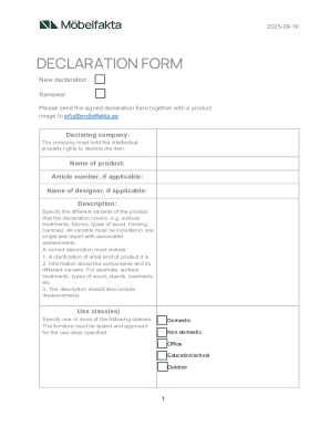 Möbelfakta Declaration Form