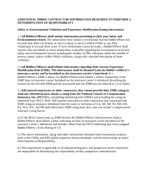 Prime Contractor Safety and Environmental Record Evaluation Form